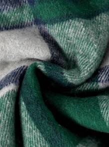 Baby Boy Plaid Print Borg Collar Teddy Lined Coat