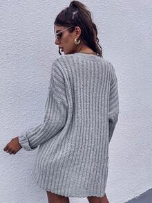 SHEIN Unity Giải trí Của phụ nữ Áo len - Xám - Xem 2