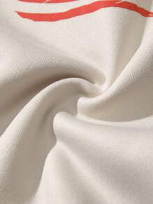 SHEIN Unity 美國國旗和字母圖案套頭衫 - 米色 - 查看 4