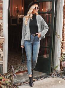 GENKIRA 人字紋印花前襟長袖粗花呢外套 - 彩色 - 查看 6