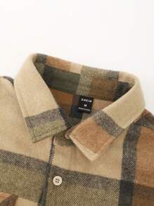 Manfinity Hypemode Nam In kẻ sọc Túi có nắp Áo khoác Không có áo Hoodie - Màu be - Xem 4