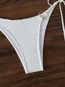 SHEIN Swim Summer Hollow Out Detail One Shoulder Bikini Set With Round Ring Decoration