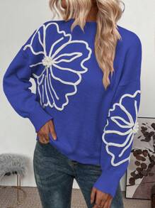 SHEIN LUNE 女士花卉圖案毛衣 - 彩色 - 查看 5