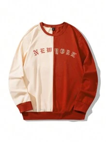 Manfinity Roughcore Nam Kích thước lớn Khối màu Áo nỉ Với Tiếng Anh In thư - Nhiều màu - Xem 3