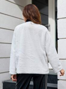 EURMUSE Women's Jacket With Horn Button - White - View 3