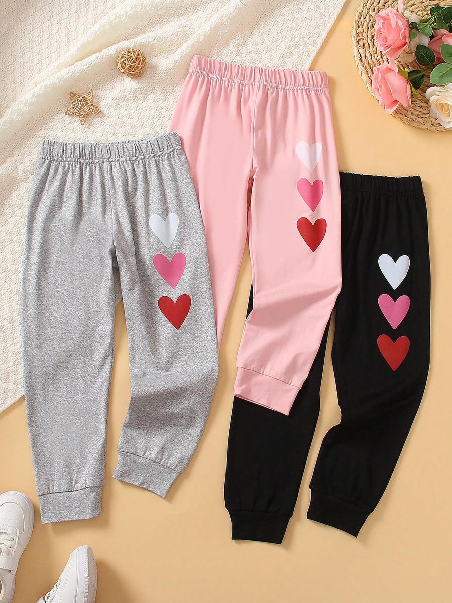 SHEIN Cô gái Tim Mô hình Quần Chạy bộ - Nhiều màu - Xem 1