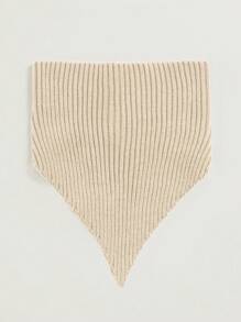 SHEIN Unity Solid Bandana Hem Tube Knit Top - Apricot - View 3