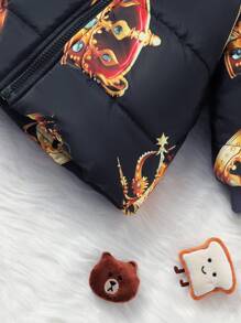Áo khoác trùm đầu in hình vương miện cho bé trai - màu đen - Xem 6