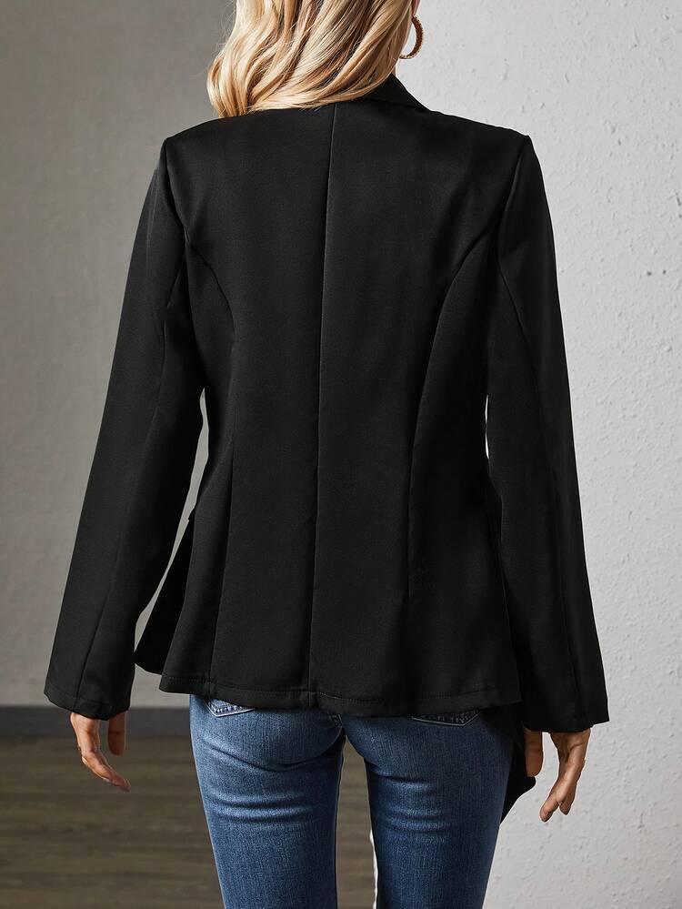 Peak Lapel Ruched Asymmetrical Hem Blazer
