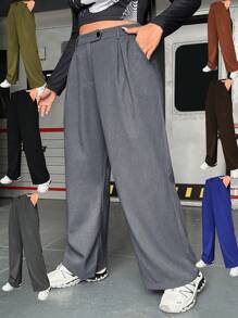 Flirla Taglie Forti Pantaloni dettaglio plissettato