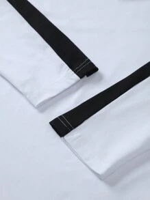 Manfinity Sport Corelite 男式字母图案撞色侧缝运动 T 恤长袖衬衫 - 彩色 - 查看 7