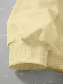 Letter Graphic Drop Shoulder Sweatshirt - Apricot - View 3