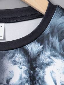 SHEIN 男童大學風圓領長袖T卹 - 黑色 - 查看 5