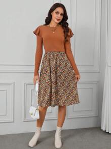 SHEIN Clasi 碎花荷葉邊洋裝不附腰帶 - 彩色 - 查看 5