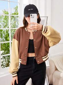 SHEIN Thiếu niên Cô gái Đan Vá lại Giải trí Ngắn Áo khoác - Nhiều màu - Xem 1