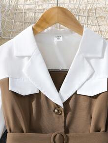 SHEIN Tween Girls' Cool Spliced Shirt - Multicolor - View 6