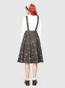 ROMWE Fairycore Của phụ nữ In Nấm Đầm Tổng thể Không có áo sơ mi - xanh quân đội - Xem 3