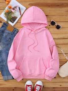 INAWLY Women's Plus Size Pink Sweatshirt - Pink - View 2