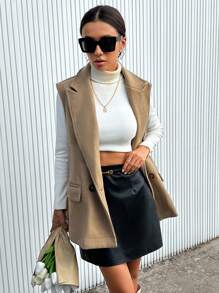 Aveloria Sleeveless Woolen Vest Suit Jacket - Coffee Brown - View 4