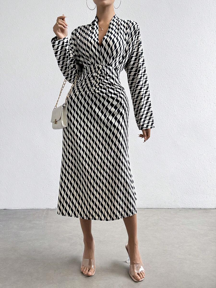 SHEIN Essnce In Toàn bộ Viền mặt trước Đầm - màu đen - Xem 1