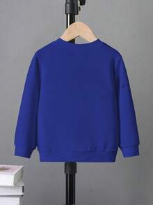 男小童標語圖案運動衫 - 寶藍色 - 查看 2