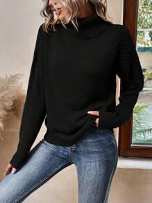 SHEIN Frenchy 休閒女士毛衣 - 黑色 - 查看 3