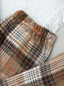 Teen Boys' Winter Alphabet Patched Top And Checked Pants Pajama Set - Multicolor - View 3