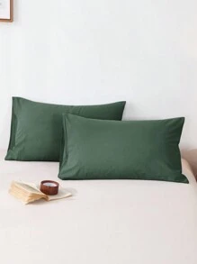 2 chiếc màu xanh cỏ, màu trơn kiểu Nhật đơn giản, dành cho bé trai và bé gái, học sinh, trang phục mặc ở ký túc xá, siêu mềm, thoáng khí, bốn mùa, không dễ bị xù lông, vỏ gối, không bao gồm lõi gối, bộ đồ giường, đồ gia dụng, đôi, đôi lớn, đôi nữ hoàng, đôi vua. - xanh quân đội - Xem 5
