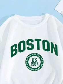 SHEIN EZwear 2入組字母印花連帽衫和運動長褲套裝 - 彩色 - 查看 5