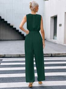 SHEIN Privé Của phụ nữ Cổ bò Thắt lưng Áo liền quần - màu xanh lá - Xem 6