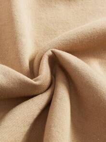 SHEIN Cô gái Giải trí Lá thư In Áo nỉ Với Tay áo dài , Thích hợp Đối với Mùa thu Và Mùa Đông - Màu Khaki - Xem 4