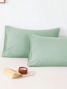 2pcs Reseda,Solid Color Japanese Simple Solid Color, Super Soft,Boys And Girls,School Student,Dormitory Dress-Up, Breathable, Four Seasons, Not Easy To Pilling, Pillowcase, Excluding Pillow Core, Bedding, Household Items, TwinFullQueenKing. - Mint Green - View 5