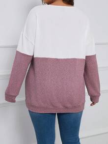 SHEIN LUNE 拼色下垂肩交叉包裹連帽衫配帶子 - 彩色 - 查看 2