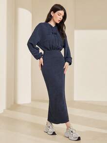 Mulvari 女款連帽抽繩洋裝 - 深灰色 - 查看 4