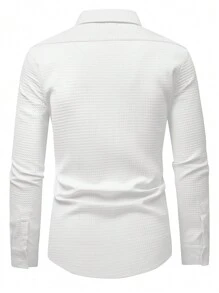 Manfinity Mode Men's Turn-down Collar Long Sleeve Shirt - White - View 2