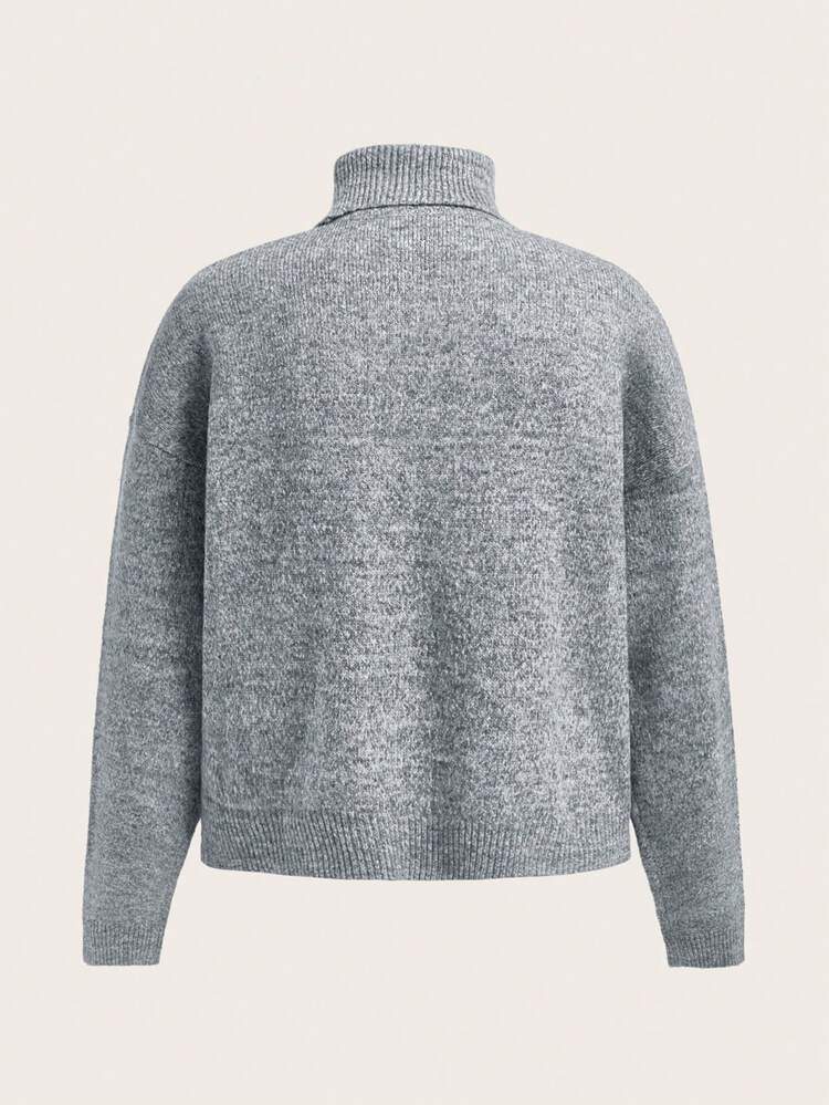 Plus Heart Pattern Turtleneck Sweater