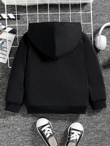 SHEIN 男童字母图案卫衣 - 黑色 - 查看 2