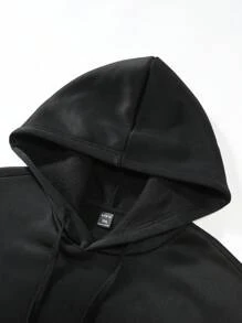 Manfinity Homme 男士大码字母圖案撞色袋鼠口袋抽繩連帽衫和運動褲 - 紅色 - 查看 5