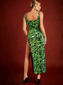 SHEIN Unity Sequin Pattern Split Thigh Dress - Multicolor - View 6