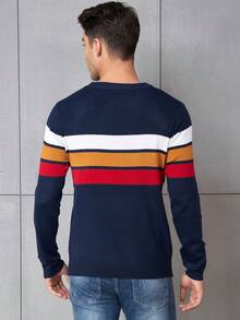Men's Striped Sweater - Blue - View 2
