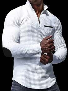 Manfinity Homme 男士半拉鍊 Polo 衫 - 白色 - 查看 1