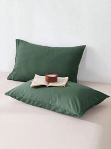 2 chiếc màu xanh cỏ, màu trơn kiểu Nhật đơn giản, dành cho bé trai và bé gái, học sinh, trang phục mặc ở ký túc xá, siêu mềm, thoáng khí, bốn mùa, không dễ bị xù lông, vỏ gối, không bao gồm lõi gối, bộ đồ giường, đồ gia dụng, đôi, đôi lớn, đôi nữ hoàng, đôi vua. - xanh quân đội - Xem 7