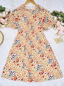 SHEIN LUNE Vải in hoa Ống tay áo Đầm - Nhiều màu - Xem 1