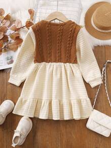 SHEIN 年輕女孩兩色荷葉邊連身裙 - 彩色 - 查看 2