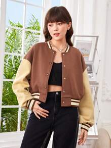 SHEIN Thiếu niên Cô gái Đan Vá lại Giải trí Ngắn Áo khoác - Nhiều màu - Xem 5