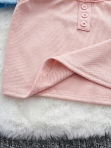 女童针织纯色吊带上衣，带蕾丝边，2 件/套 - 彩色 - 查看 6