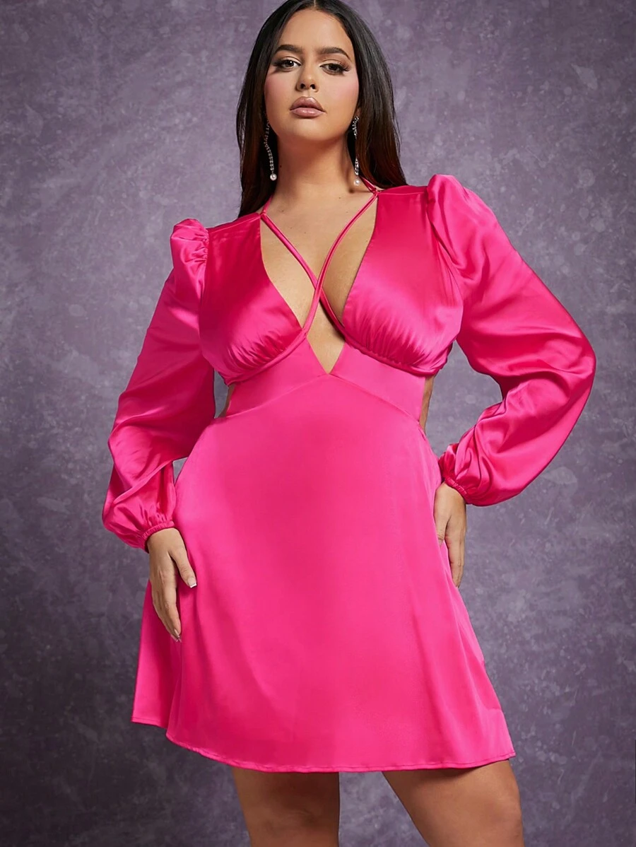 SHEIN BAE 女士連身裙 - 玫紅色 - 查看 1