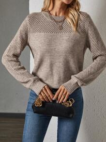 SHEIN Frenchy Jersey unicolor de punto de malla - Marrón Mocha - Ver 3