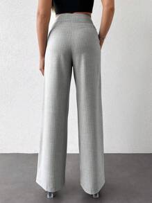 EURMUSE Striped Print Wide Leg Suit Pants - Light Grey - View 2