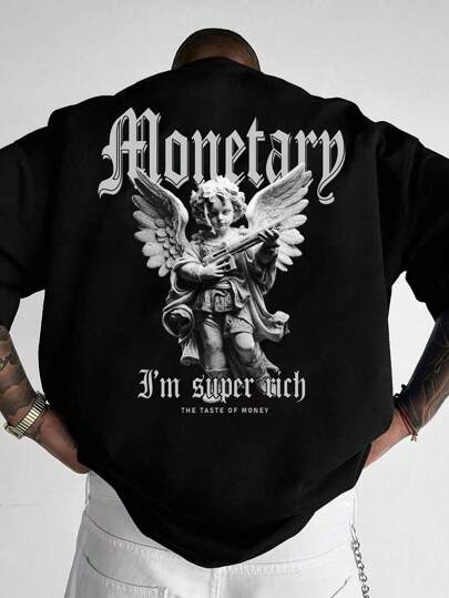 AXEPEAK 男士休闲标语和图案短袖 T 恤，时尚，适合外出，男朋友礼物，送给爸爸，夏季，情绪，秋季